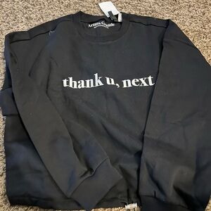 Ariana Grande women's 'thank u, next' Black Crewneck Sweater
